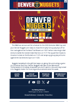 Denver Nuggets - Group Stage is Set for the NBA Cup