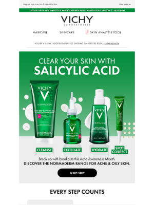 Vichy - The secret to clear skin? Every step counts.