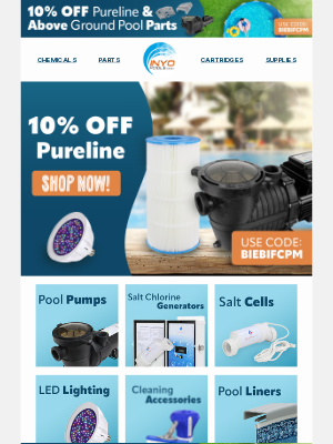 Inyopools - This Weekend Only: 10% Off Pureline Equipment + AG Pool Parts