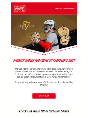 Rawlings Sporting Goods - Limited Edition: Patrick Bailey Gameday 57 Catcher's Mitt