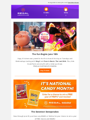 Regal Entertainment Group - Brittany, get family tickets this Summer for just $1!