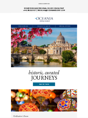 Oceania Cruises - Receive Up to US$800 simply MORE Shore Excursion Credit