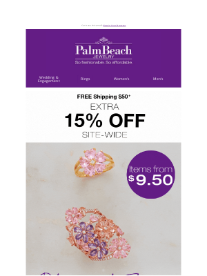 PalmBeach Jewelry - Extra 15% Off New Spring Styles!