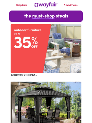 Wayfair - OUTDOOR FURNITURE up to 35% OFF ➡️