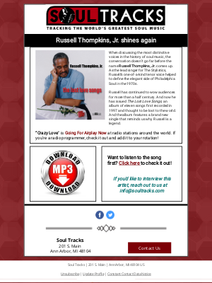 SoulTracks, LLC - SoulTracks Radio Playlist Download - Russell Thompkins, Jr. of The Stylistics is Going for Airplay
