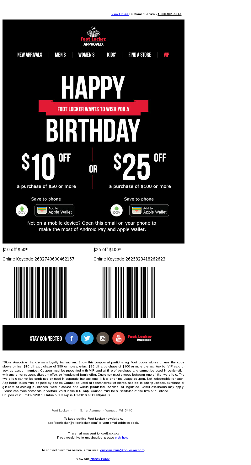 Foot Locker - MailCharts, Happy Birthday!