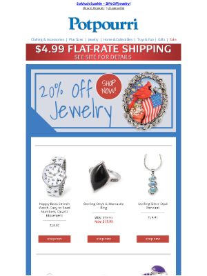 Potpourri Online Catalog - Have You Heard? 20% Off Jewelry Starts Now!