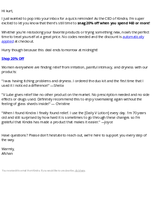 Kindra - From our CEO: Real Stories, Real Relief