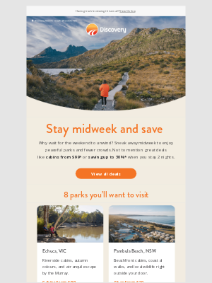 Discovery Parks (AU) - Less crowds, more savings midweek