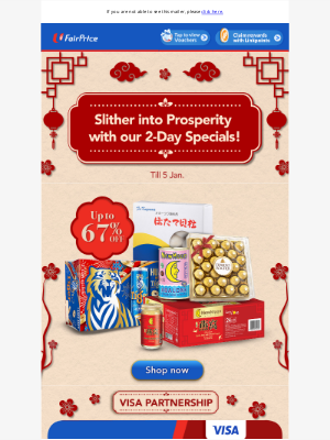 NTUC FairPrice (Singapore) - ⚡️ 2-Day CNY Flash Sssale 🐍 Up to 67% OFF!