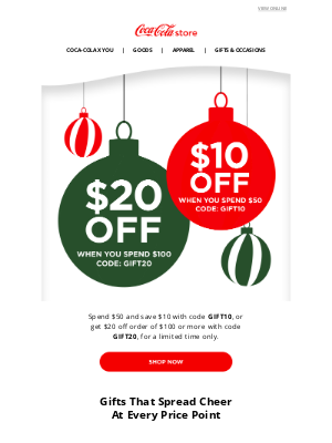 Coca-Cola Store - Deck the Halls with Deals: Save Up to $20!