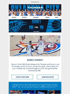 Oklahoma City Thunder - Game 2 Sunday