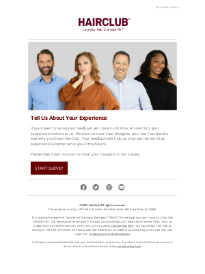 Hair Club - Reminder: karen, Tell Us About Your Experience