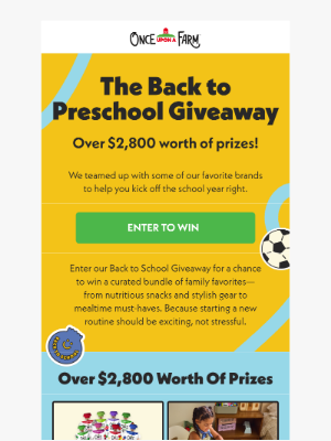 Once Upon a Farm - Back-to-Preschool Giveaway 🎒