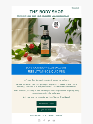 The Body Shop (United Kingdom) - Brighten your day with a FREE Vitamin C Liquid Peel