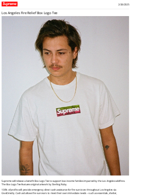 Supreme - Los Angeles Fire Relief Box Logo Tee