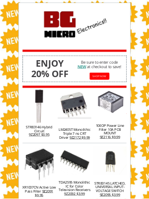 BG Micro Electronics - More New Items and 20% Off Orders!!