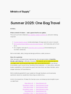 Ministry of Supply - Our Plan for Summer 2025