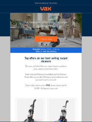VaxUK - Best carpet cleaners in our Spring sale