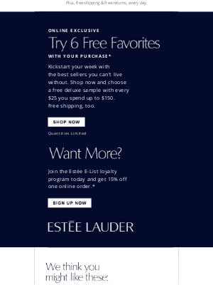 Estée Lauder - The Sunday Six 🌟 Free Best Sellers, with your purchase.