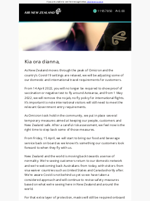Air New Zealand - dianna, an update on Air New Zealand's travel requirements