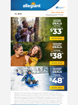 Allegiant Air - Fall Fares - Fly from $33 one way