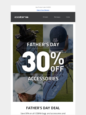 Cobra Golf - Father's Day Deal | 30% Off Accessories