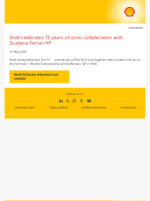 Shell - Shell celebrates 75 years of iconic collaboration with Scuderia Ferrari HP