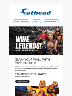 Fathead - Your Favorite WWE Superstars, Now 20% Off at Fathead