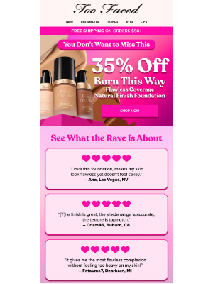 Too Faced Cosmetics - Flash Sale ⚡ 35% Off Award-Winning Foundation