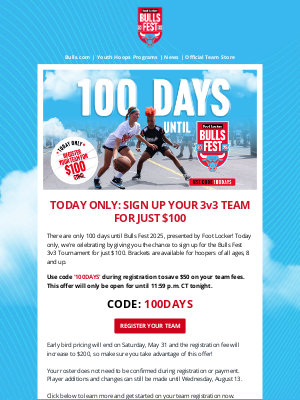 Chicago Bulls - TODAY ONLY: Register a Bulls Fest Team for just $100