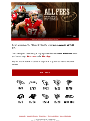 San Francisco 49ers - Ends Tonight: No Fees on 49ers Tickets!