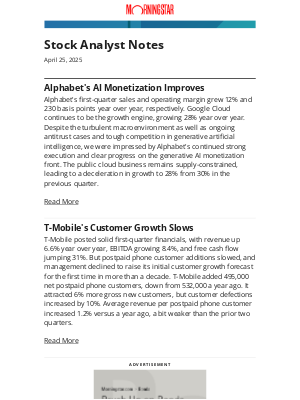 Morningstar - Alphabet, T-Mobile, Gilead, Intel, Republic Services, Digital Realty, Centene, VeriSign, SS&C