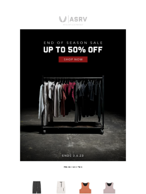 ASRV - End of Season Sale // Up to 50% Off