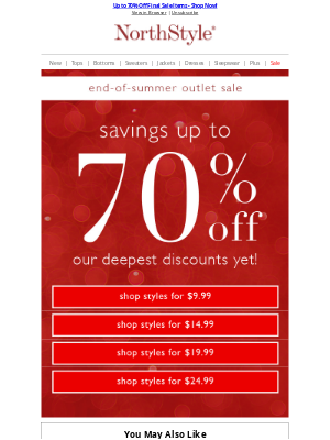 NorthStyle - ⚡ Final Markdown Alert – Up to 70% Off Outlet Today!