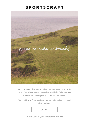 Sportscraft (Australia) - Want to skip Mother's Day emails?