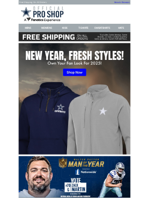 Dallas Cowboys - New Gear To Kick Off The New Year