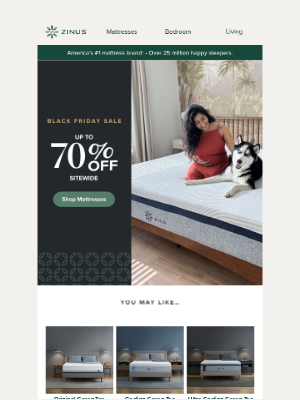 Zinus - Black Friday Sale: up to $300 off Zinus mattresses