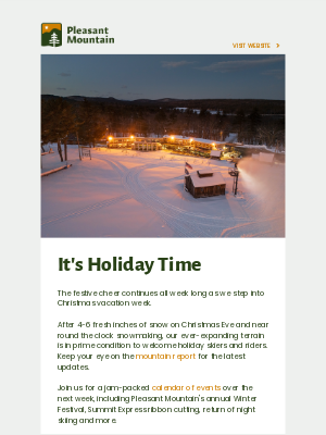 Pleasant Mountain - News | Christmas Vacation Week At Pleasant Mountain