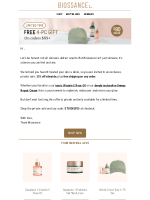 BIOSSANCE - Private Invite 💌 25% off + free shipping on any order