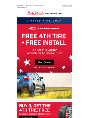Cooper Tire Deal: FREE Install + FREE 4th Tire!