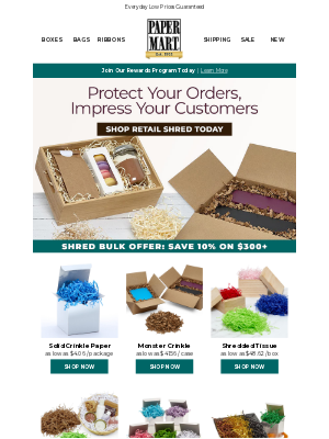 Paper Mart - Ship Smarter: Save 10% on Bulk Crinkle & Shred 📦