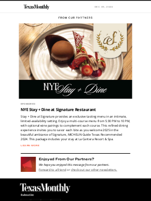 Texas Monthly - Reserve Your Spot for Stay + Dine at Signature