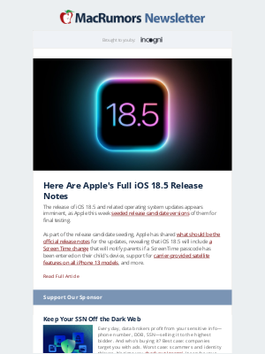 MacRumors - iOS 18.5 Release Imminent, iPhone Rumors for 2025 and Beyond, and More