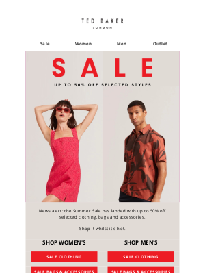 Ted Baker (United Kingdom) - SALE Starts Now - Up to 50% OFF