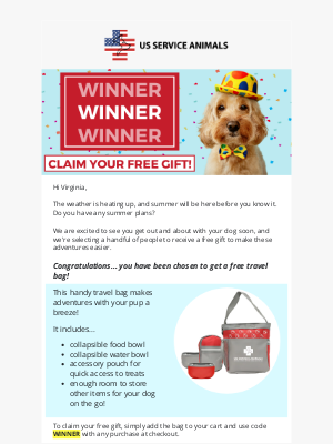 US Service Animals - Congrats - You Won a Free Gift! 🥰