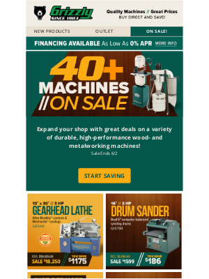 Grizzly Industrial Inc. - Over 40 Machines On Sale Now!