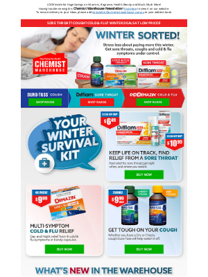 Chemist Warehouse Australia - Sore Throat? Cough? Cold & Flu? Winter Deals At Low Prices!