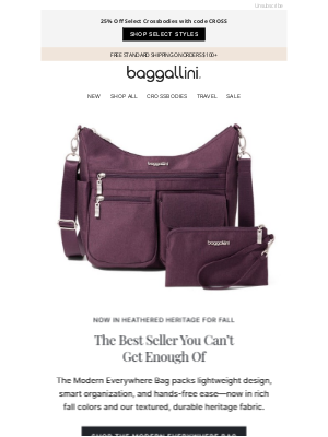 baggallini - Everyday Ease Now in New Heathered Heritage Fabric