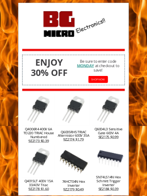 BG Micro Electronics - Wait....There's More & Save 30% off Orders  Today Only